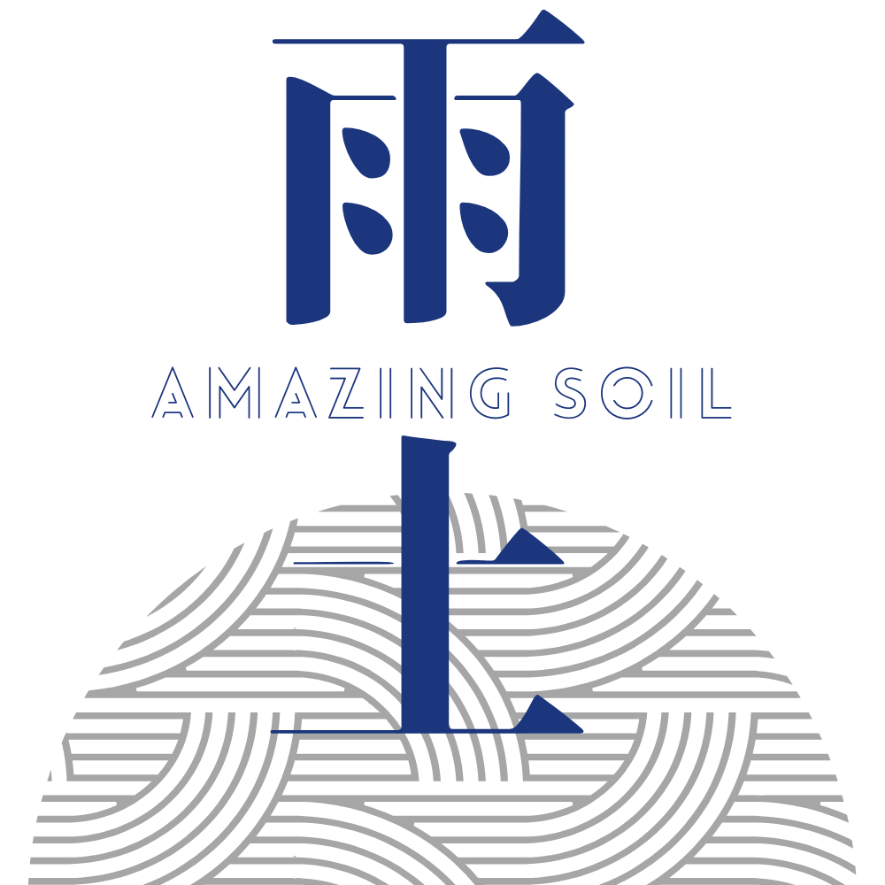 「驚くべき土壌」というタイトルのロゴデザイン。日本語の文字と英語の文字、「土壌」を模したライン模様が描かれている。