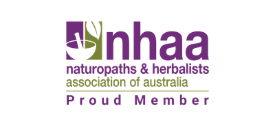 Logo of the NATA, the Australian naturopaths and herbalists association, featuring a leaf and plant design with purple and green colors.