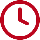 Red clock showing the time at 3:00