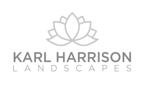 Grey and white logo for Karl Harrison Landscapes