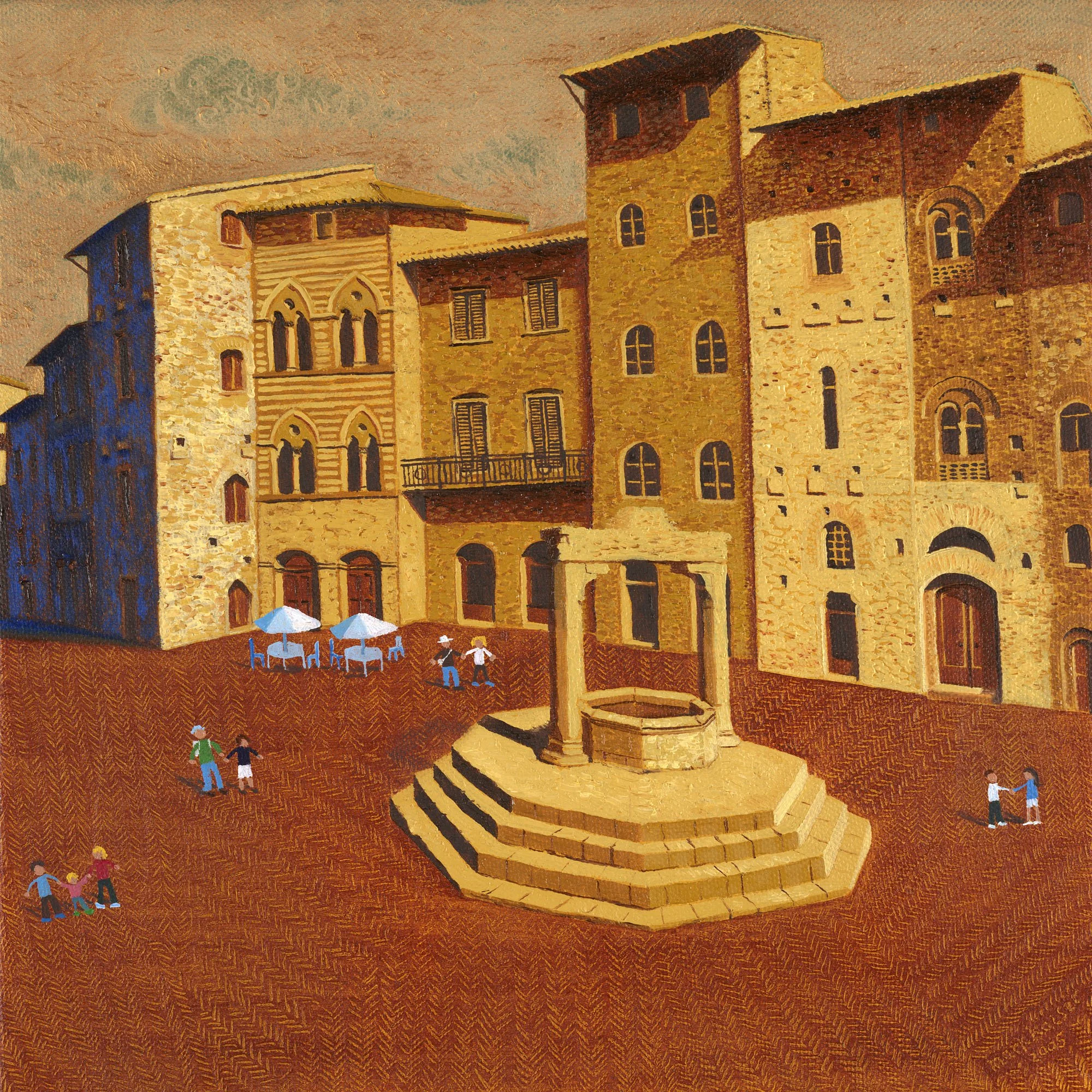 San Gimignano With Blue Street