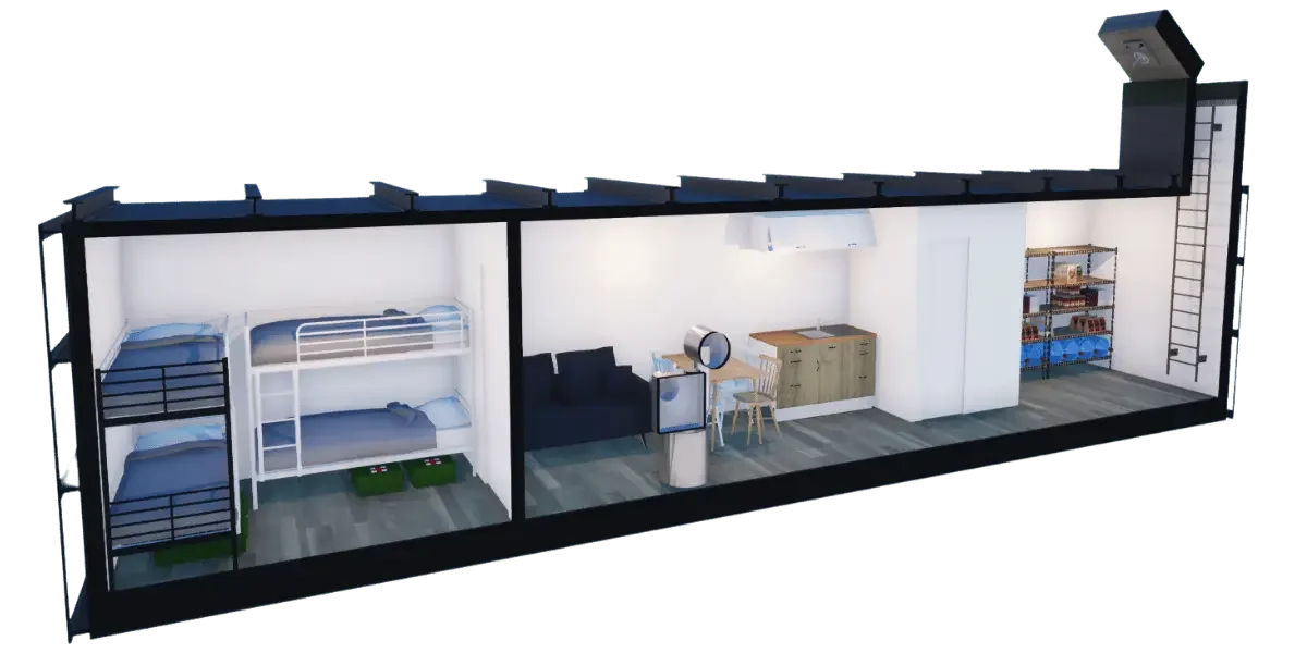 Coupe de bunker en kit aménagé