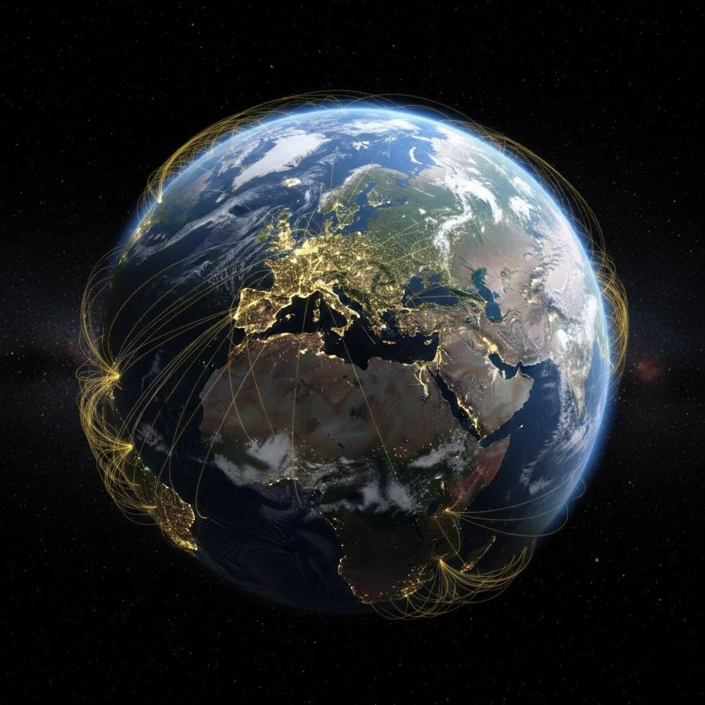 Image de la terre avec des connexions numériques