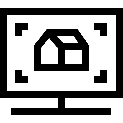 A black and white line drawing of a person walking with a bicycle.