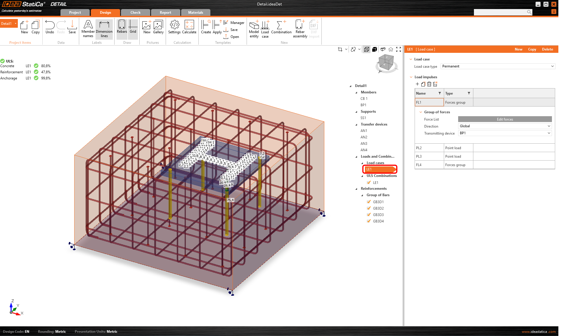 3D DETAIL: Concrete and reinforcement included