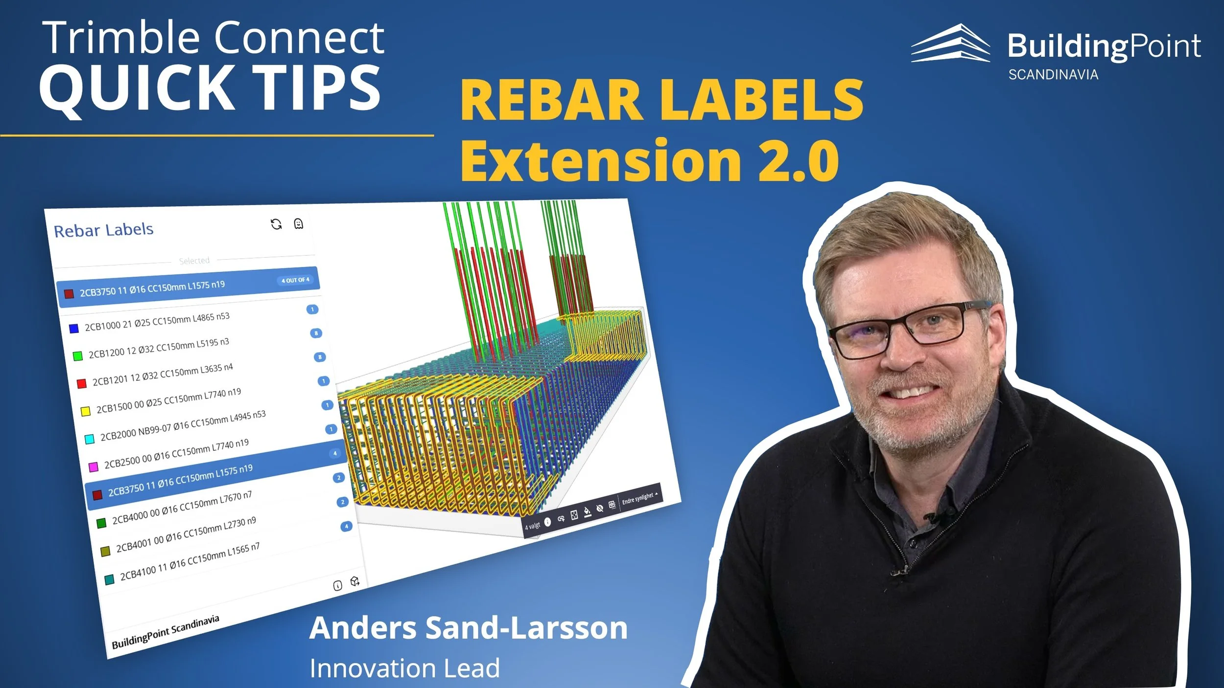 Rebar Labels extension for Trimble Connect - version 2.0 out now!