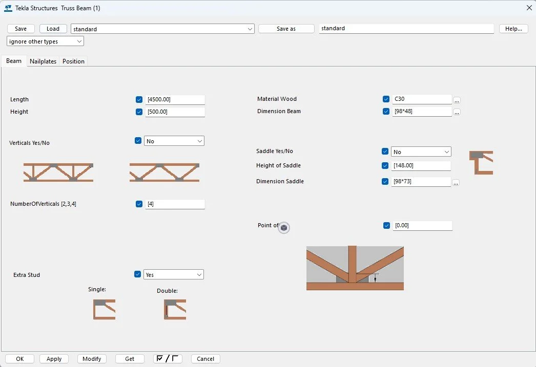 Tekla Structures component for lattice beams.