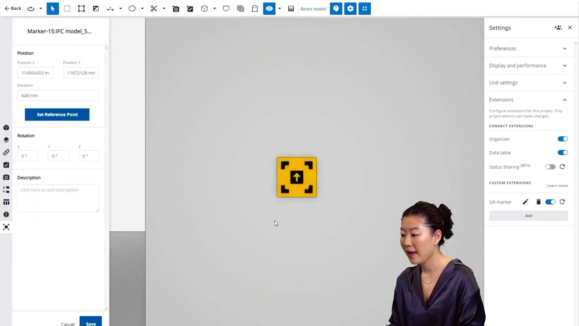 Place the marker in the model in Trimble Connect