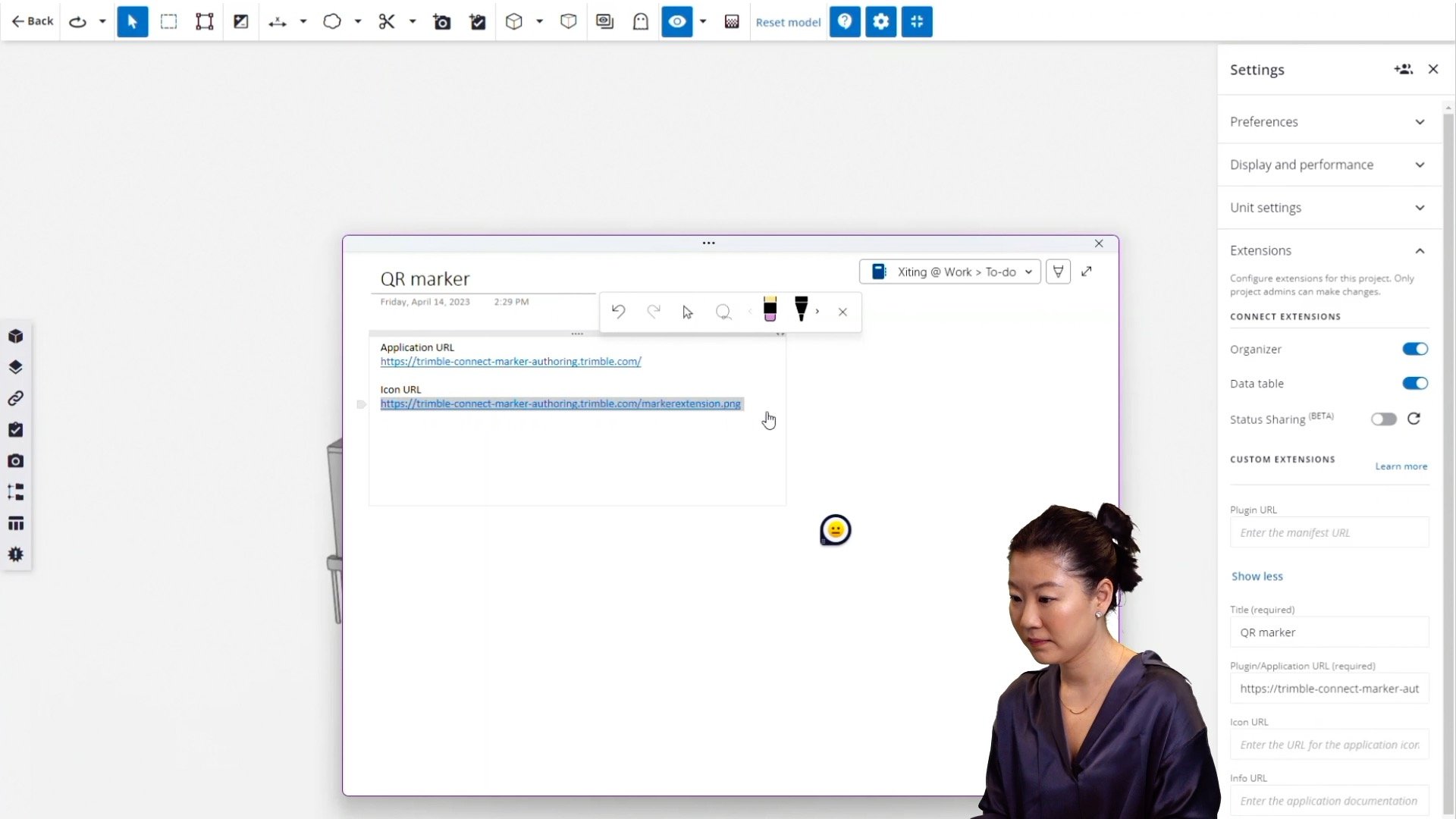 Installing the QR marker extension in Trimble Connect