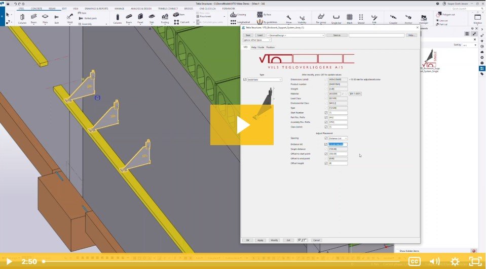 VTO Brickwork Support System - a Tekla Custom Component