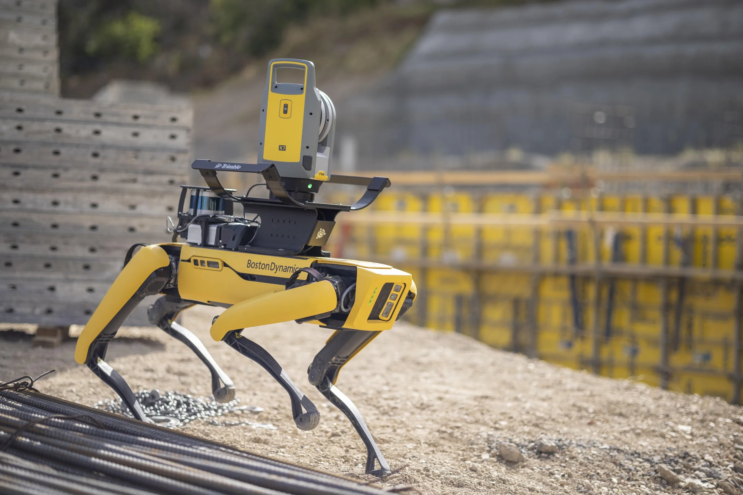 Spot robotic dog on outdoor construction site