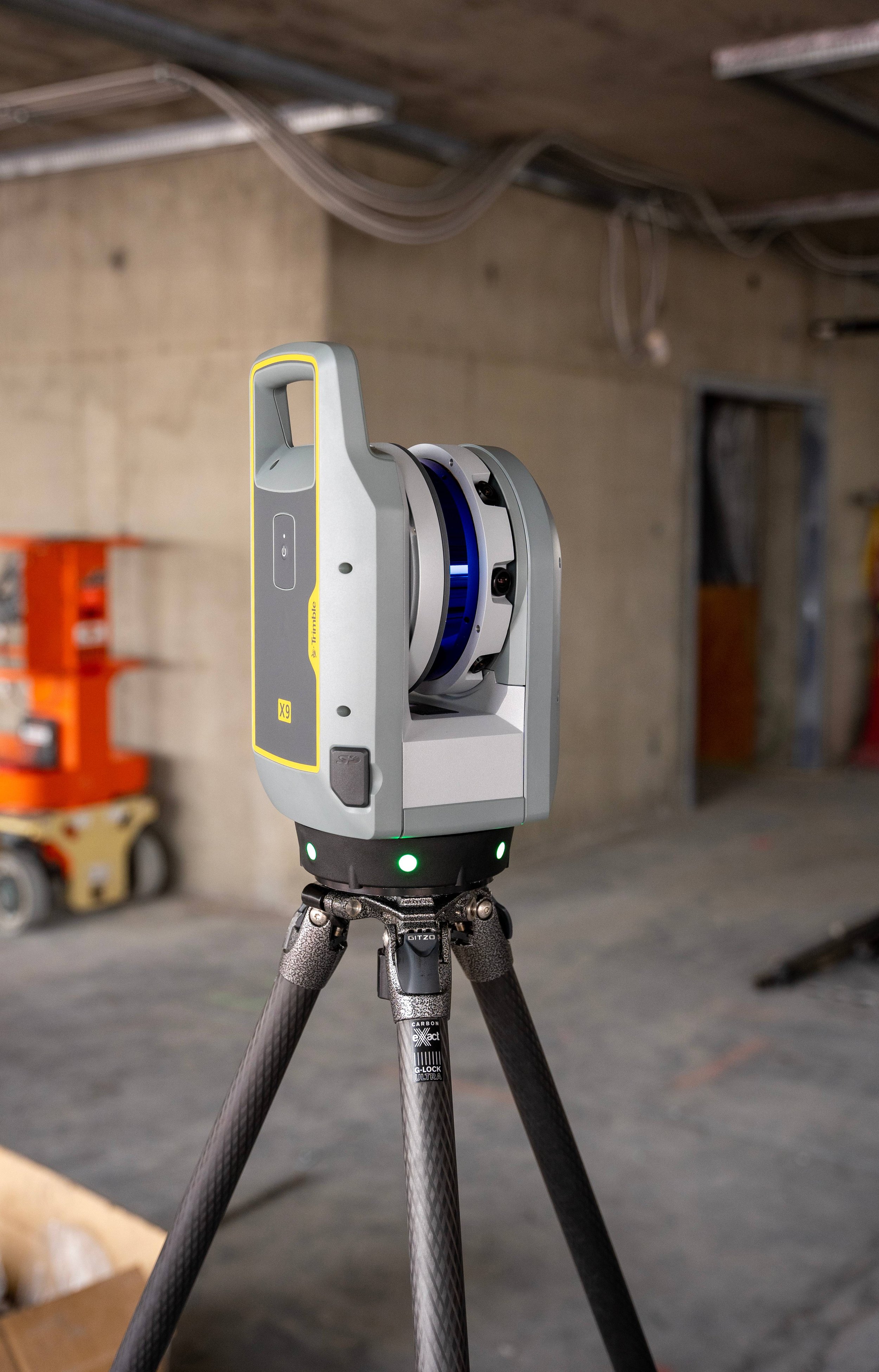 3D laser scanner on a tripod at a construction site