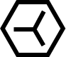 Black and white geometric hexagon logo with interconnected lines inside