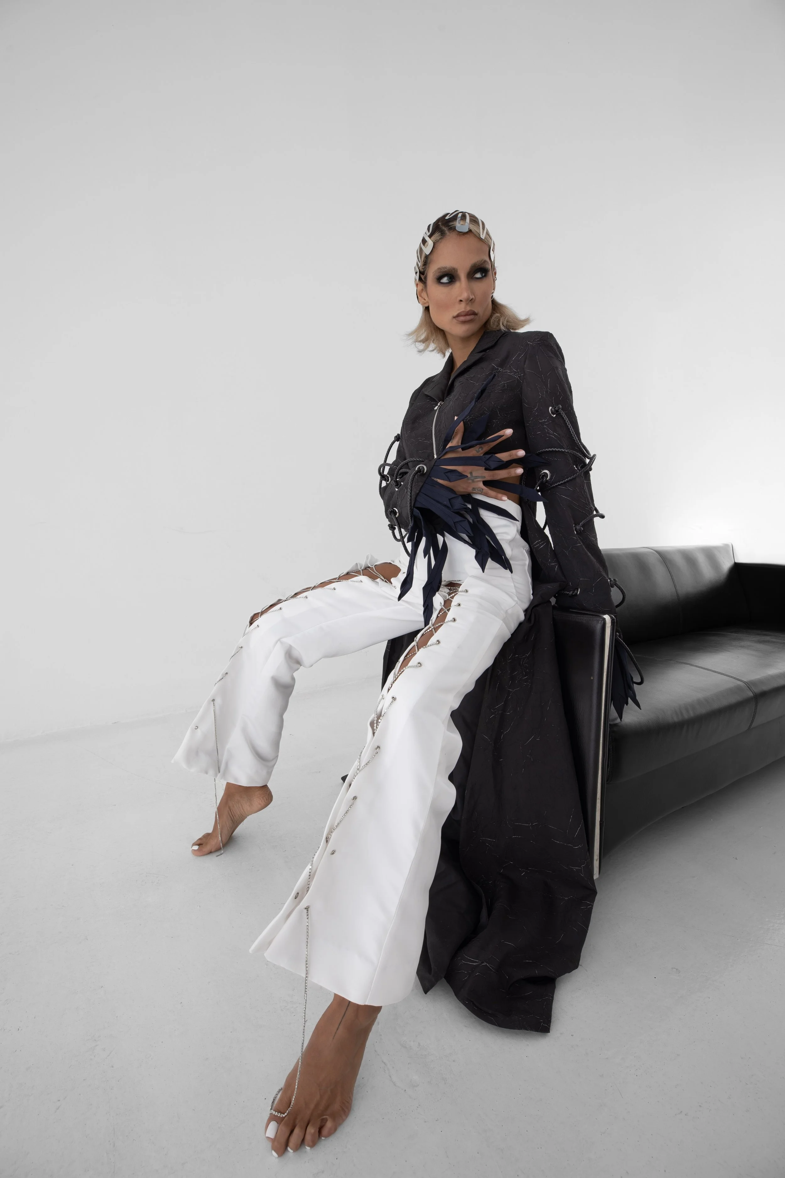 control, trailing behind.