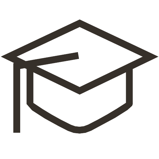 Line drawing of a graduation cap and gown