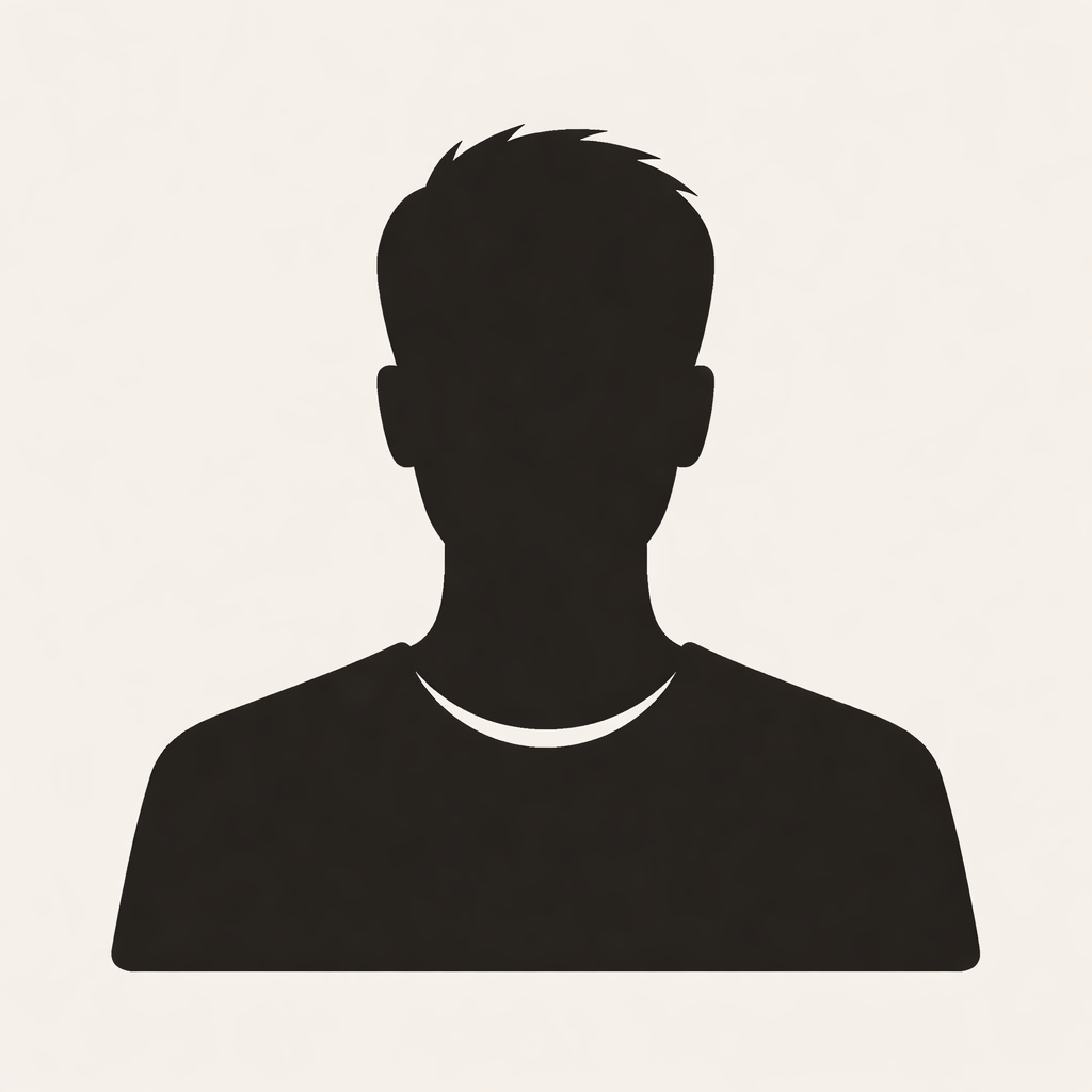 Silhouette of a person with short hair wearing a dark shirt.