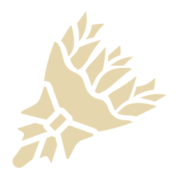 Stylized illustration of a fallen autumn leaf with jagged edges.