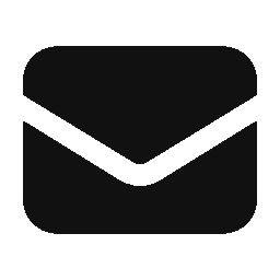 A black envelope icon on a dark background