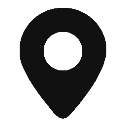 Map pin icon on a black background