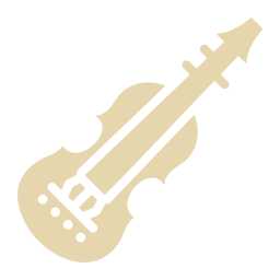Silhouette of a violin with an arrow pointing upward, symbolizing music or progress.