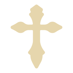 Silhouette of a cross with a decorative design, possibly a church or religious symbol