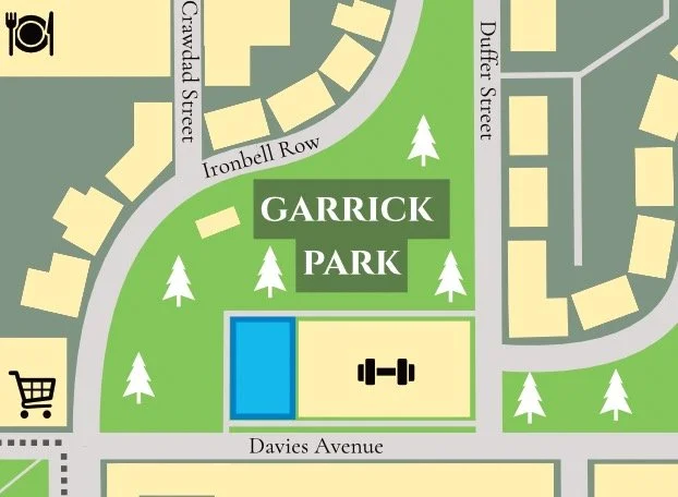 Screenshot of map of Garrick Park in Millpond