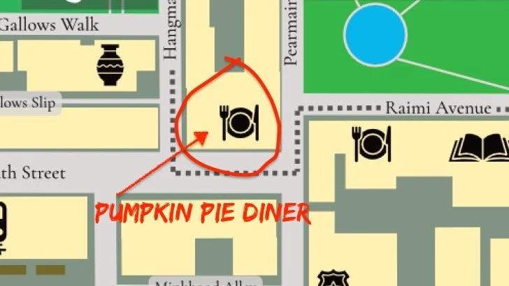 Screenshot of Pumpkin Pie Diner location in the map of Millpond