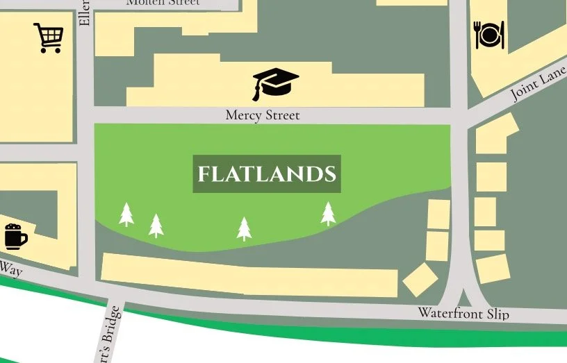 Screenshot of the map of Millpond showing the location of Flatlands