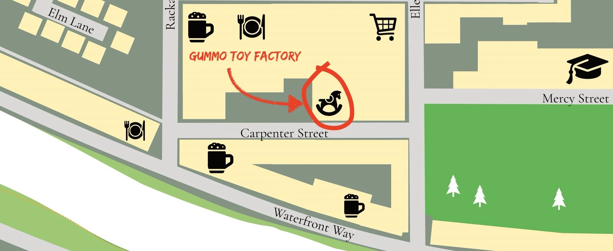 Screenshot of a toy factory located on the map of Millpond