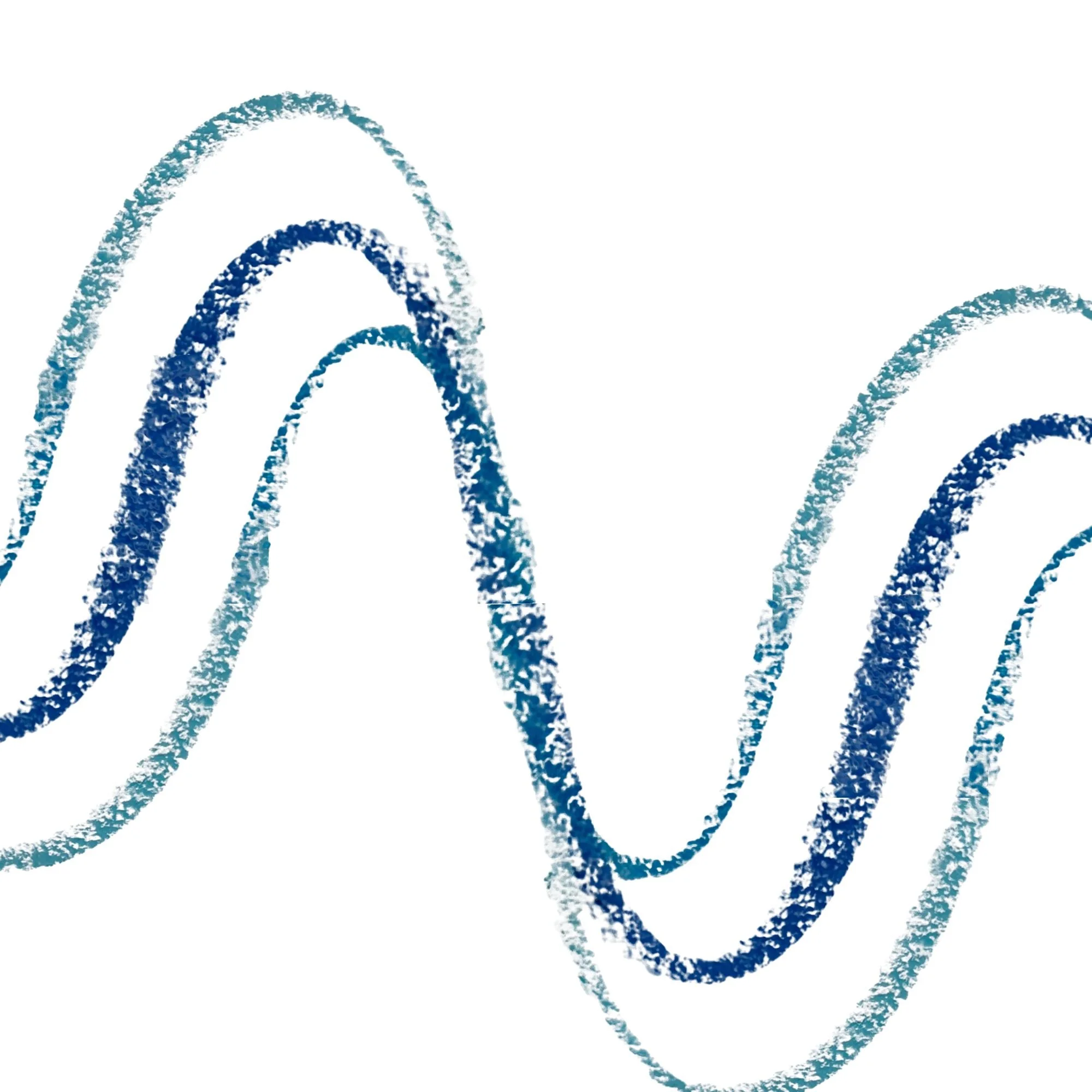 Three wavy lines in three different shades of blue.