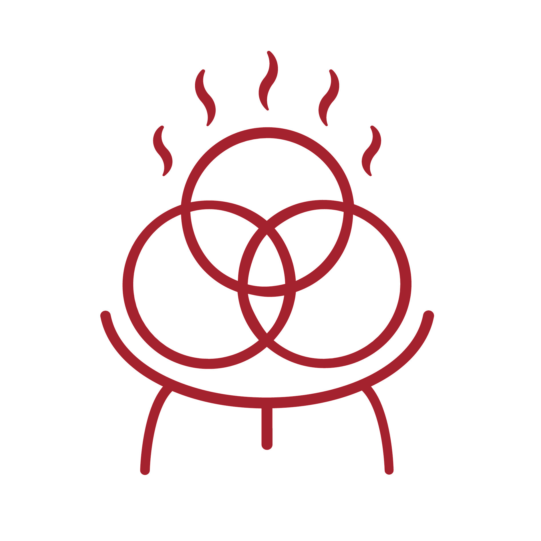 En enkel grafisk illustration av en person med ångande huvudet, vilket symboliserar värme eller stress.