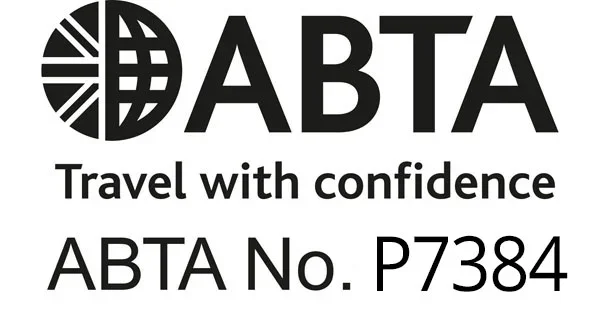 ABTA logo with the text 'Travel with confidence' and ABTA number P7384