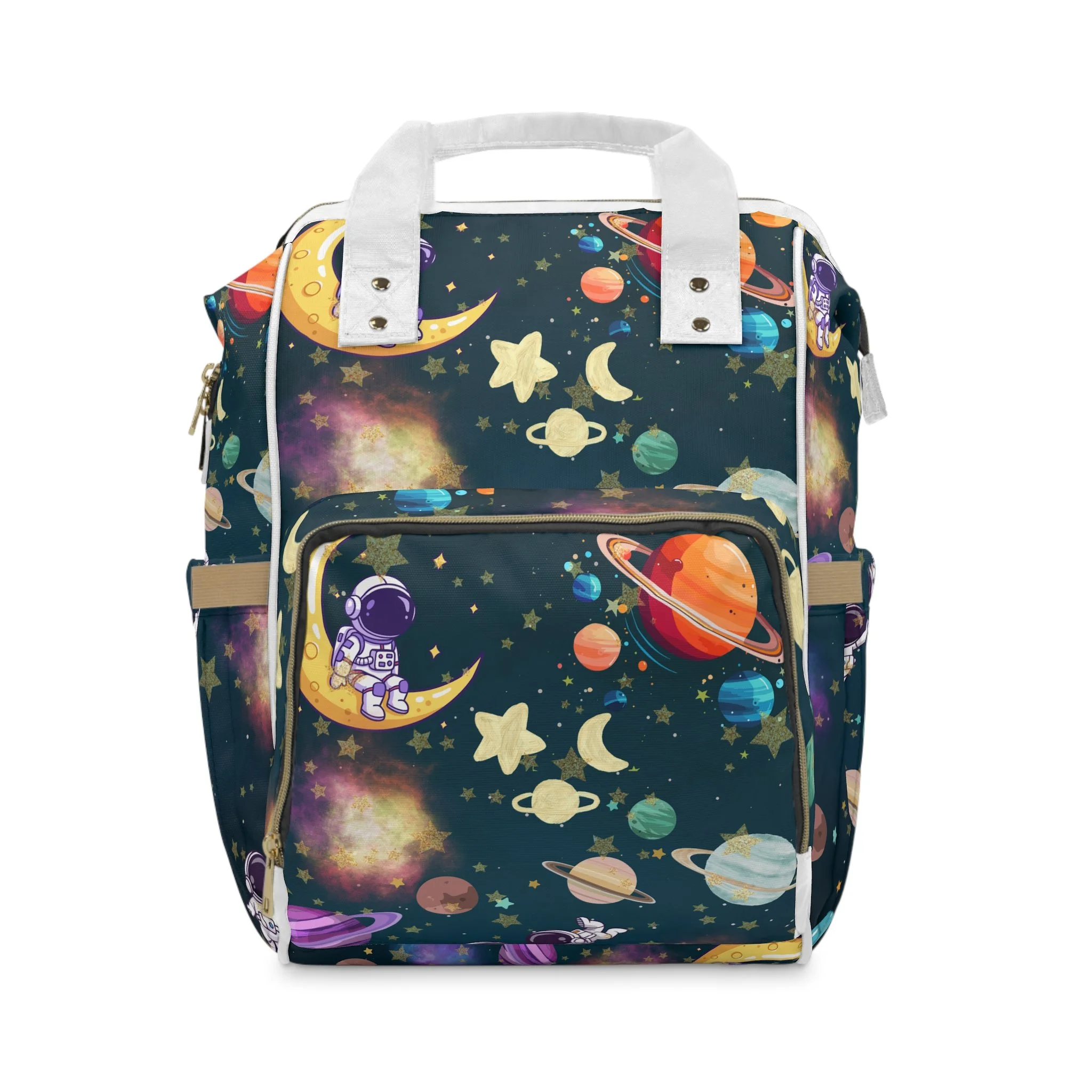Space Adventure Diaper Backpack — Astronaut & Planets Multifunctional Baby Bag