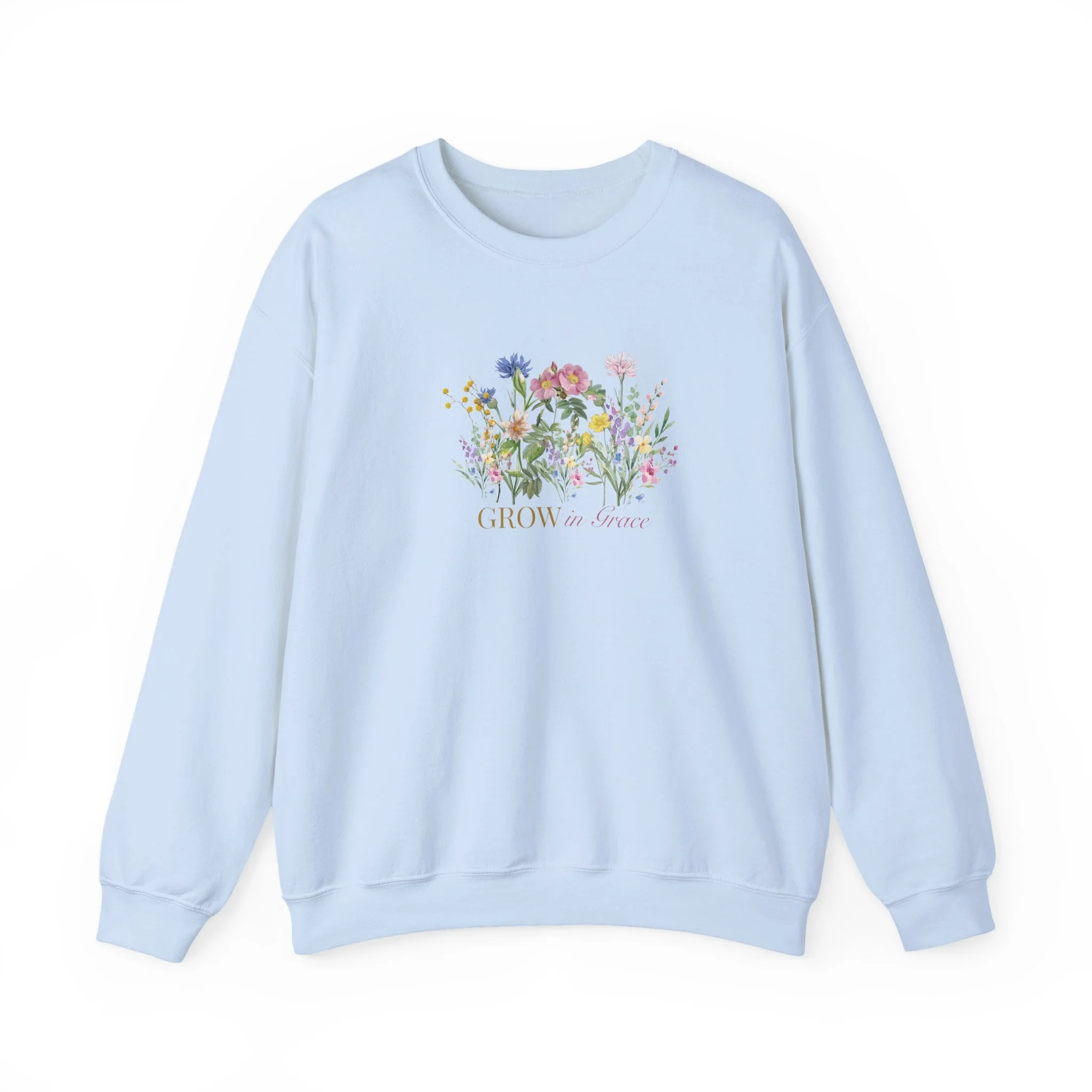 Floral 'Grow' Crewneck Sweatshirt — Wildflower Garden Graphic
