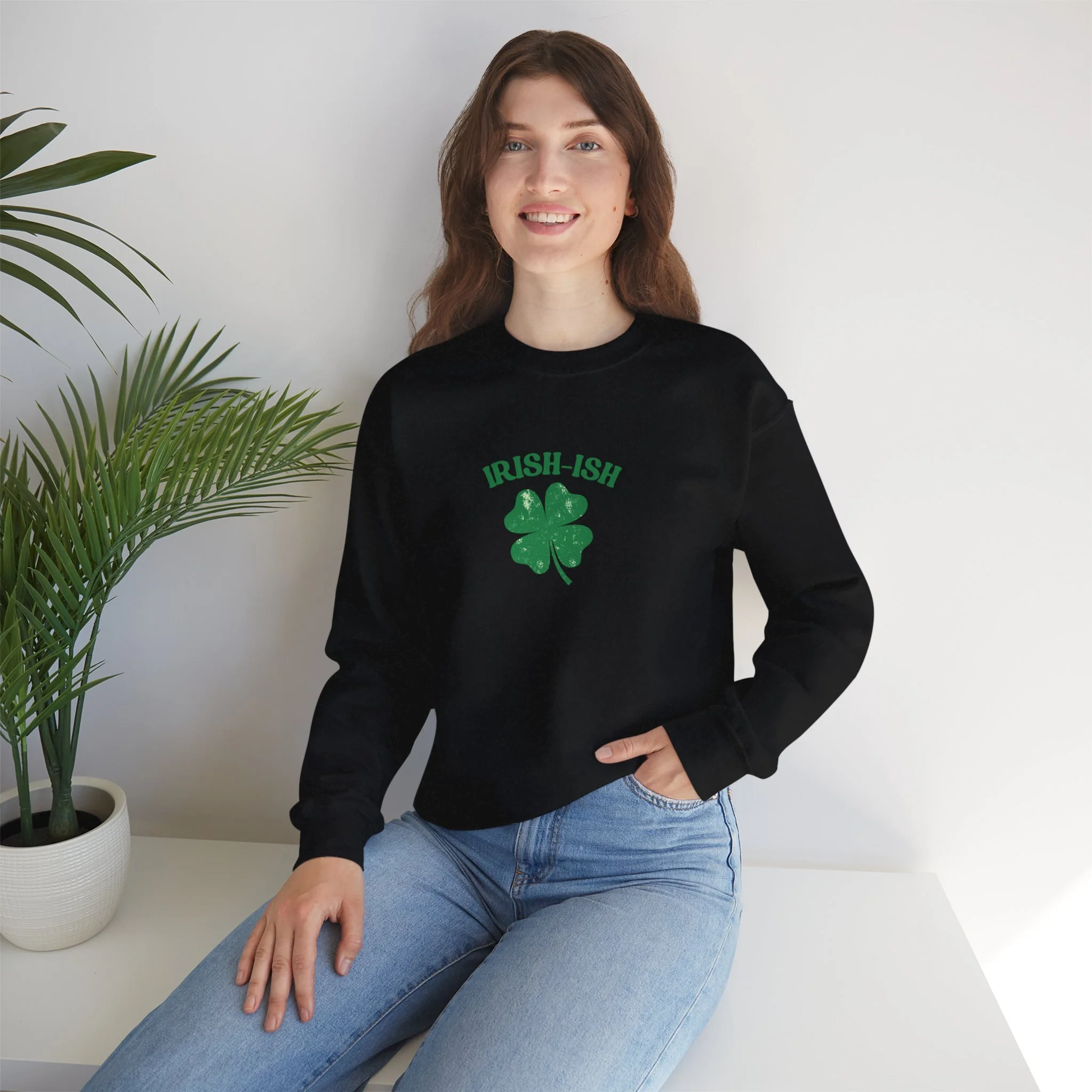 Crewneck Sweatshirt — "Irish-Ish" Shamrock St. Patrick's Day Pullover