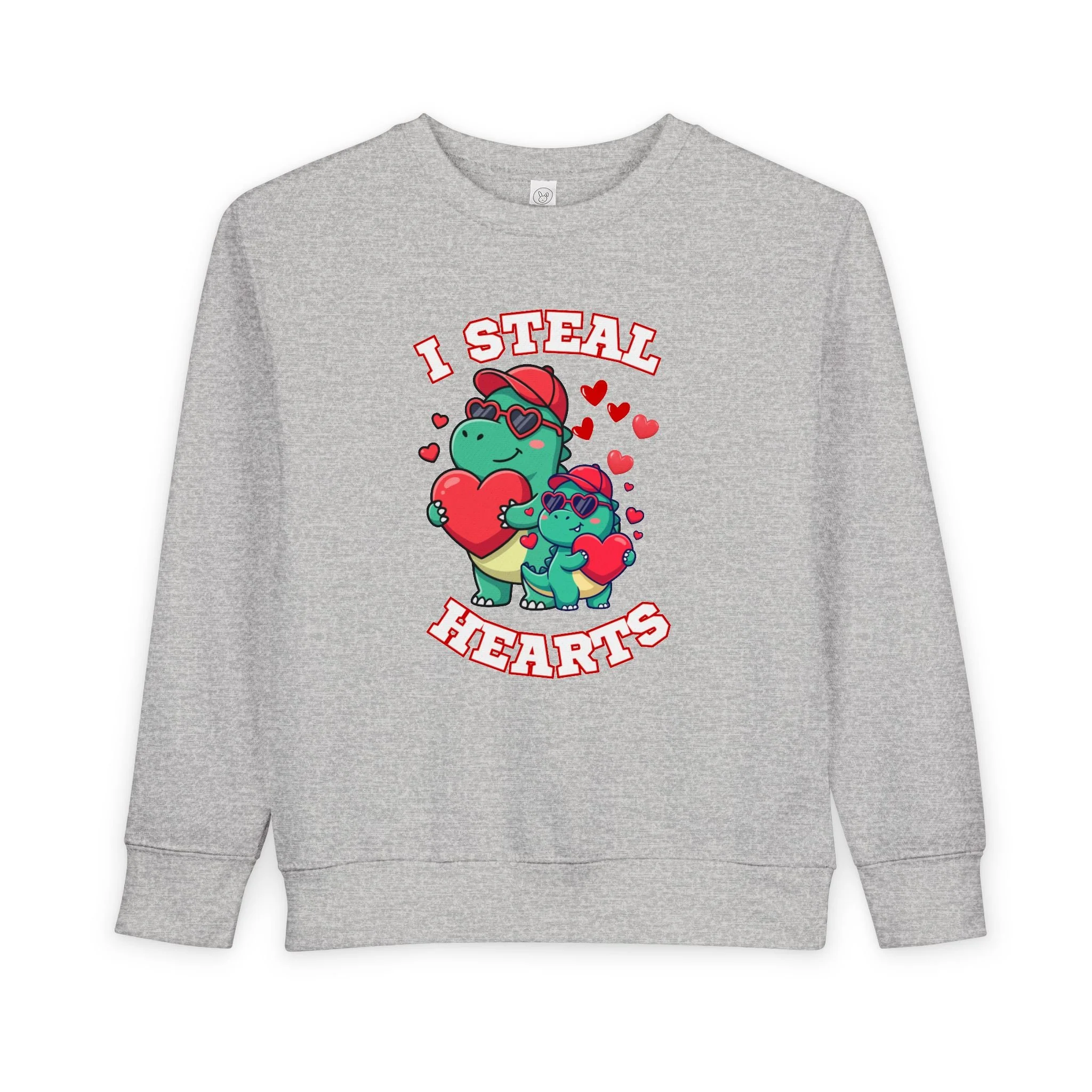 Toddler Sweatshirt — 'I Steal Hearts' Cute Dino Valentine Graphic Pullover