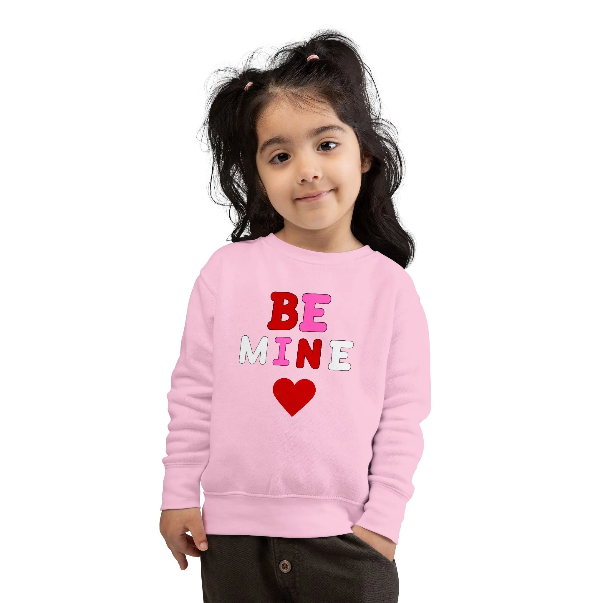 Toddlers' "Be Mine" Valentine Sweatshirt — Heart Graphic Toddler Sweatshirt