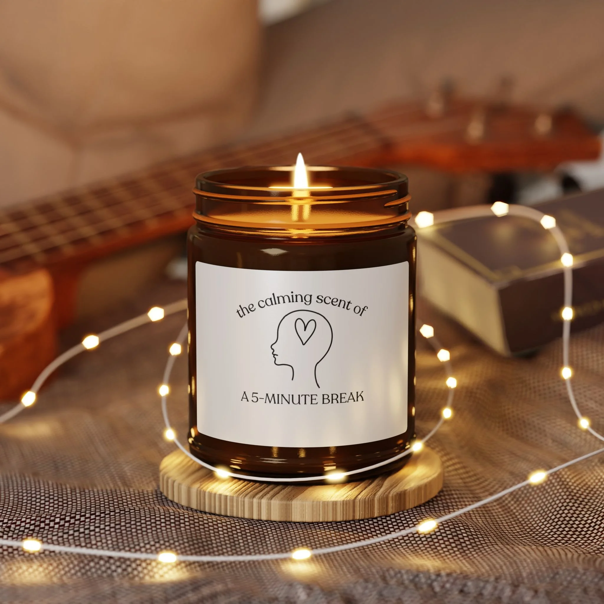 Calming Soy Candle — "A 5-Minute Break" Amber Jar (Multi-Size)