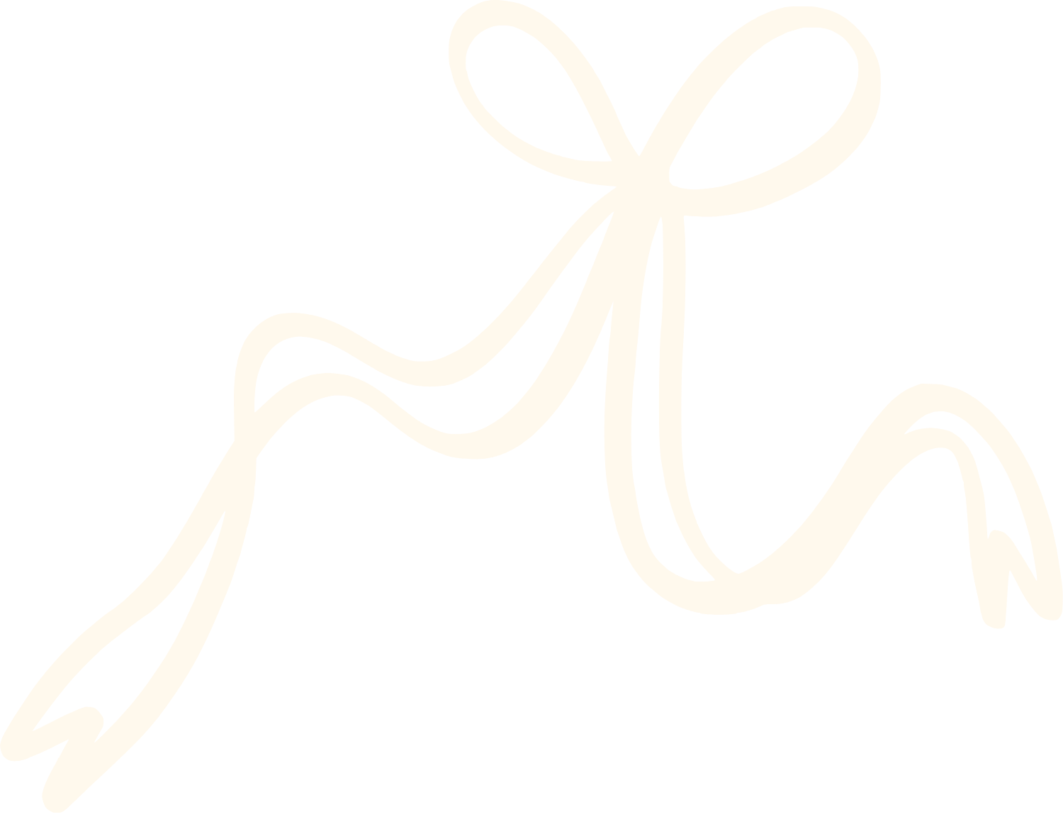 A line drawing of a bow with ribbons, depicted in a minimalist style with white lines on a black background.