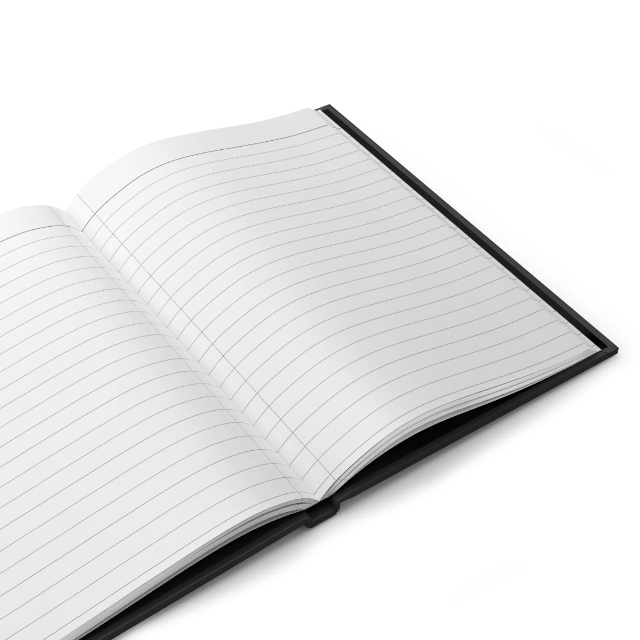 The Unwritten writing journal inside, showing two open lined pages without printed prompts.