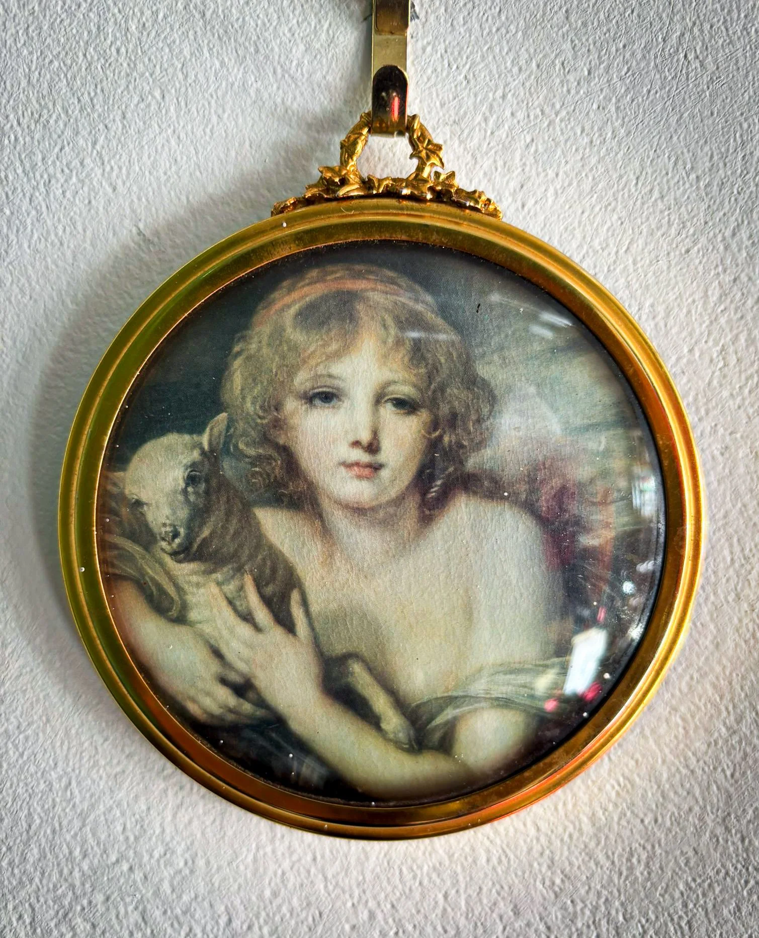 Gilded Romantic Portrait Tondo – Antique French-Style Miniature c.1900