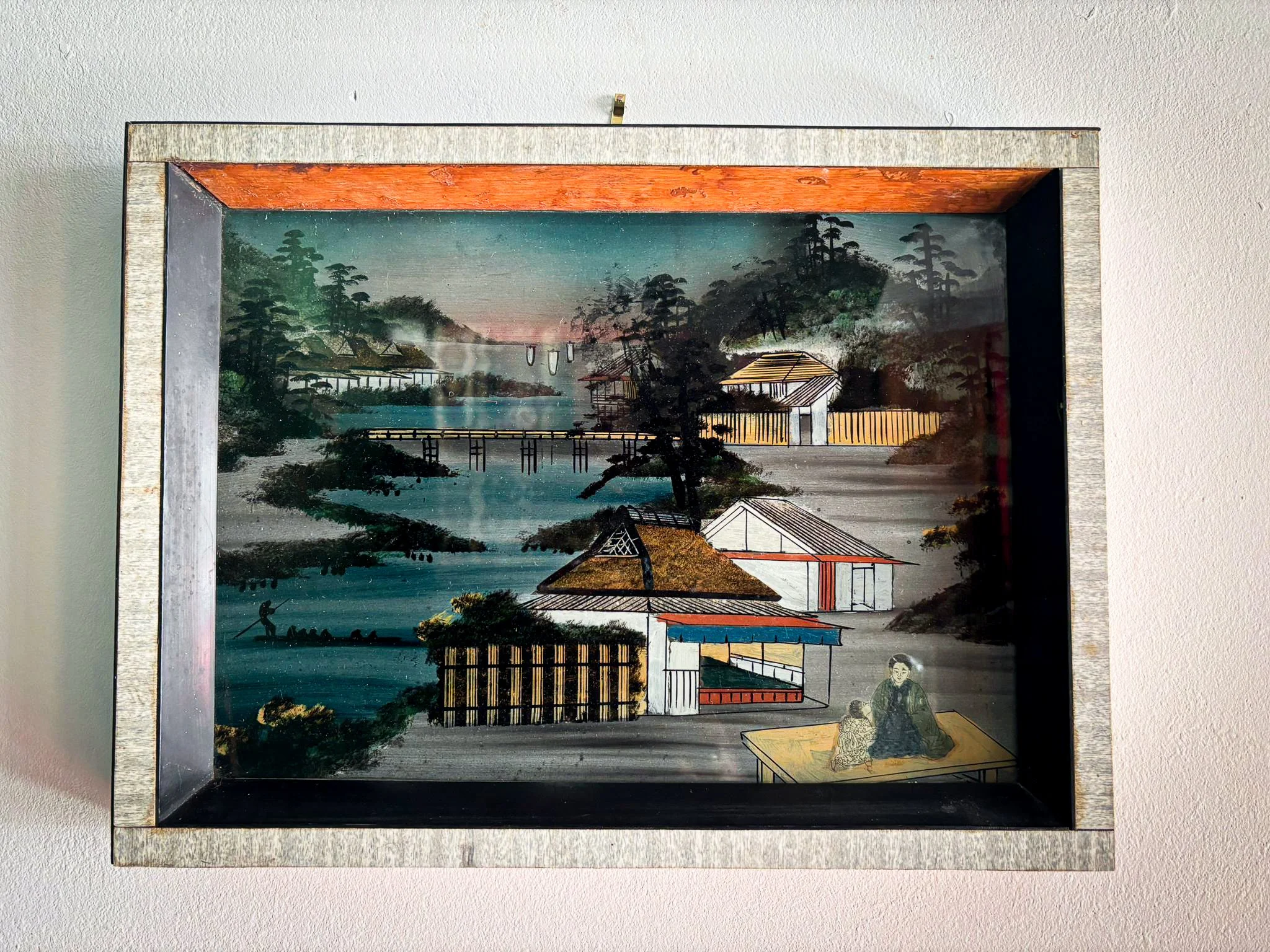 Mid-Century Japanese Layered Glass Shadow Box Scene c.1950s — Myddleton ...