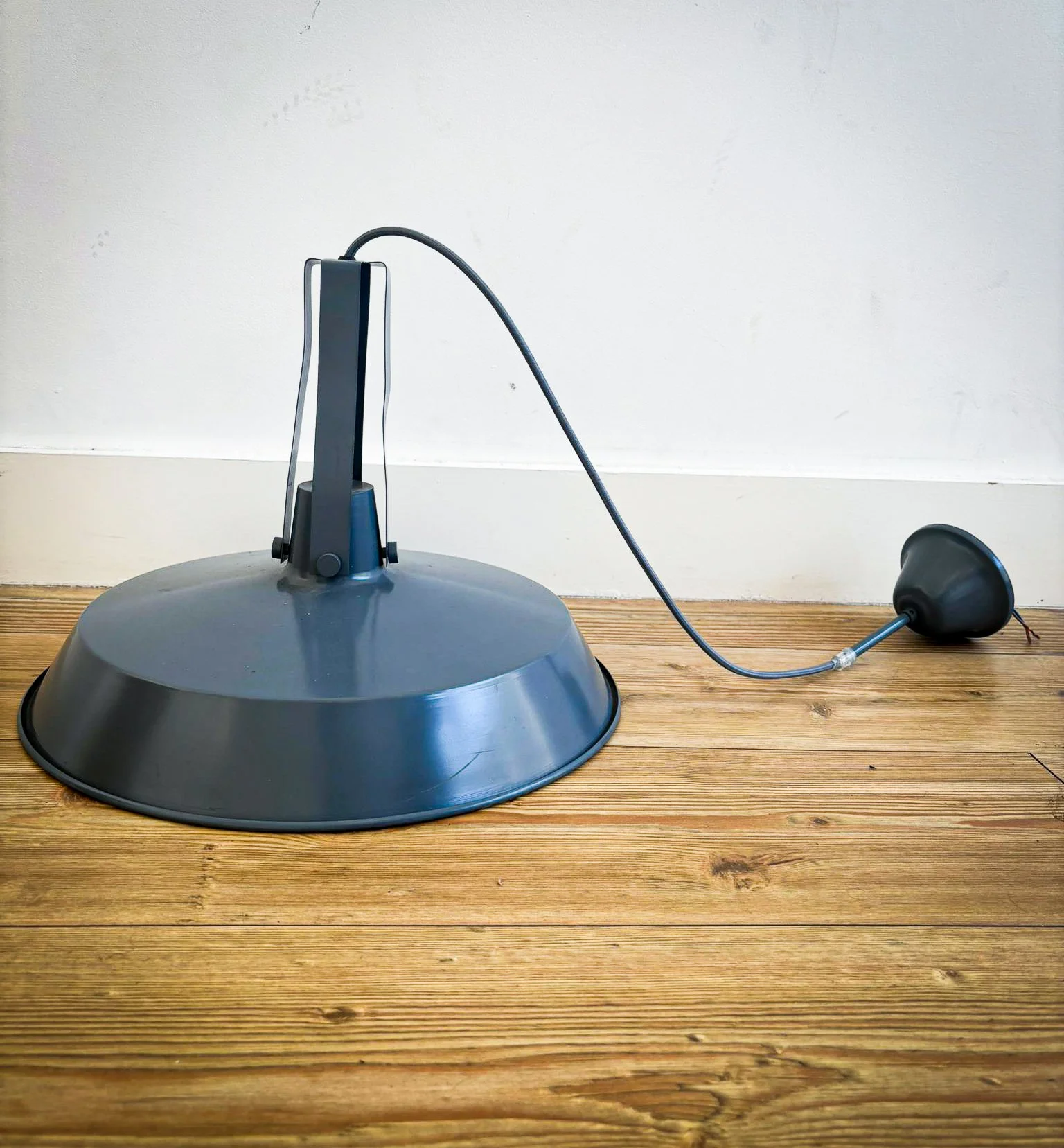 Mid-Century Style Industrial Blue-Grey Factory Pendant Light