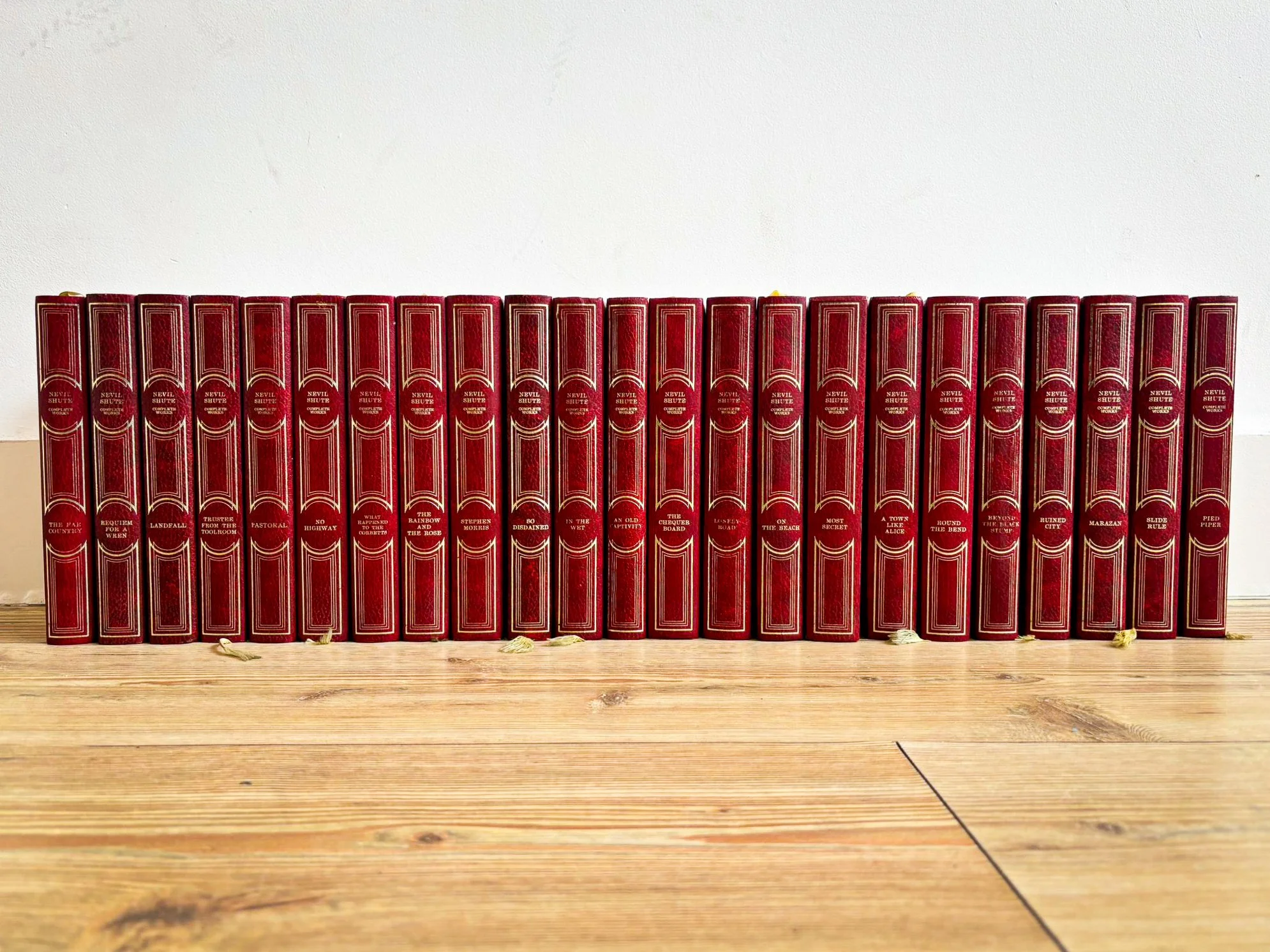 Complete Nevil Shute 23-Volume Uniform Edition – 1960s Heinemann Oxblood Gilt Library Collection