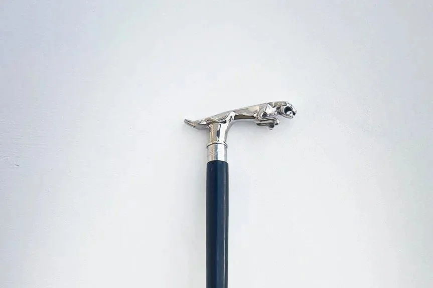Mid-Century Chrome Panther Gentleman’s Walking Cane, c.1950