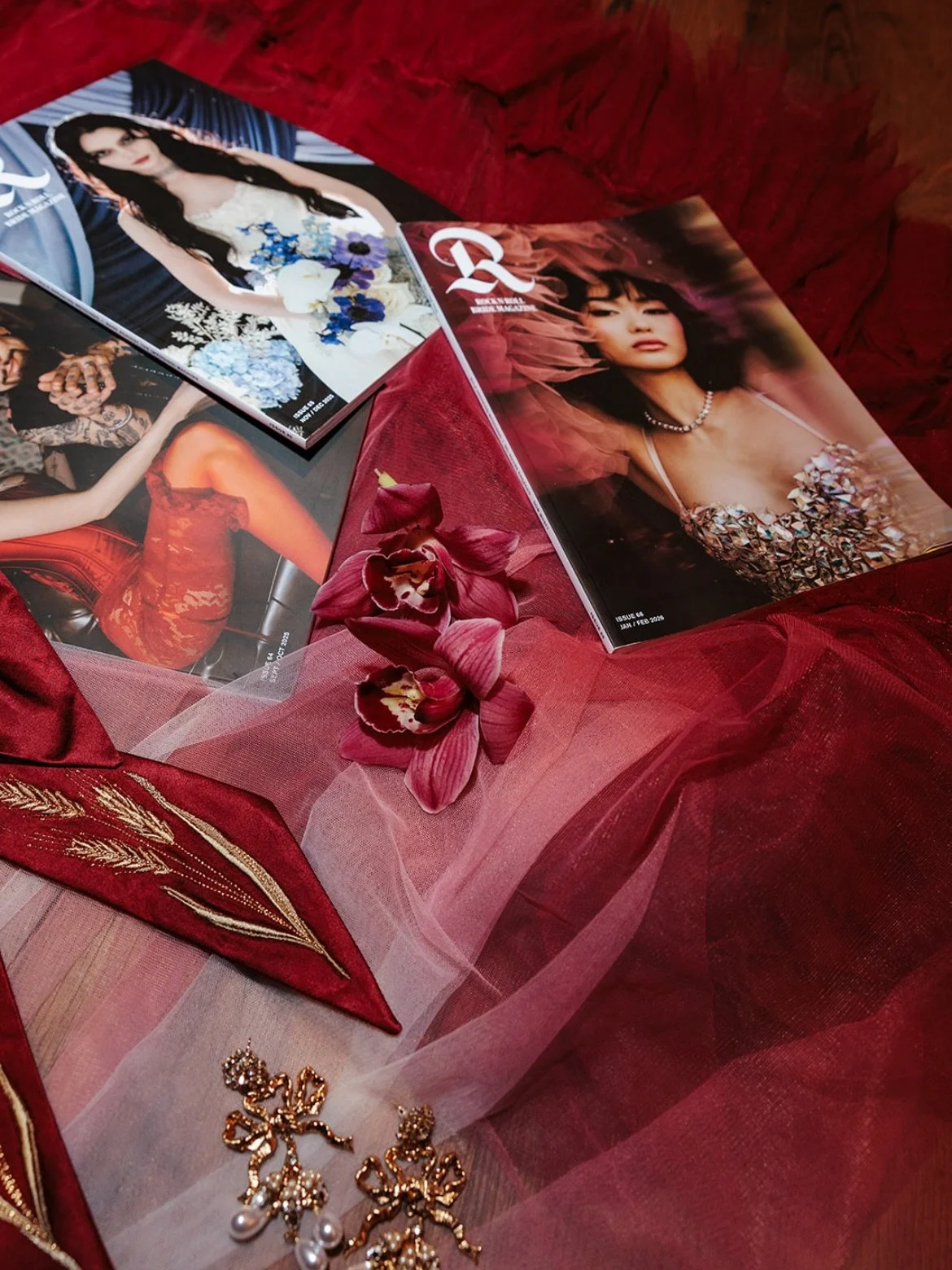 We&rsquo;re so excited that our florals have been featured in the May/June 2026 issue of Rock n Roll Bride magazine.

For this photoshoot, we created three dramatic bridal bouquet styles in deep reds, finished with pearls, velvet and feathers for a b