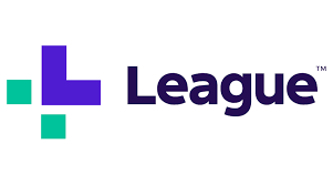 The logo for League, featuring a purple and teal icon and the word 'League' in purple text.