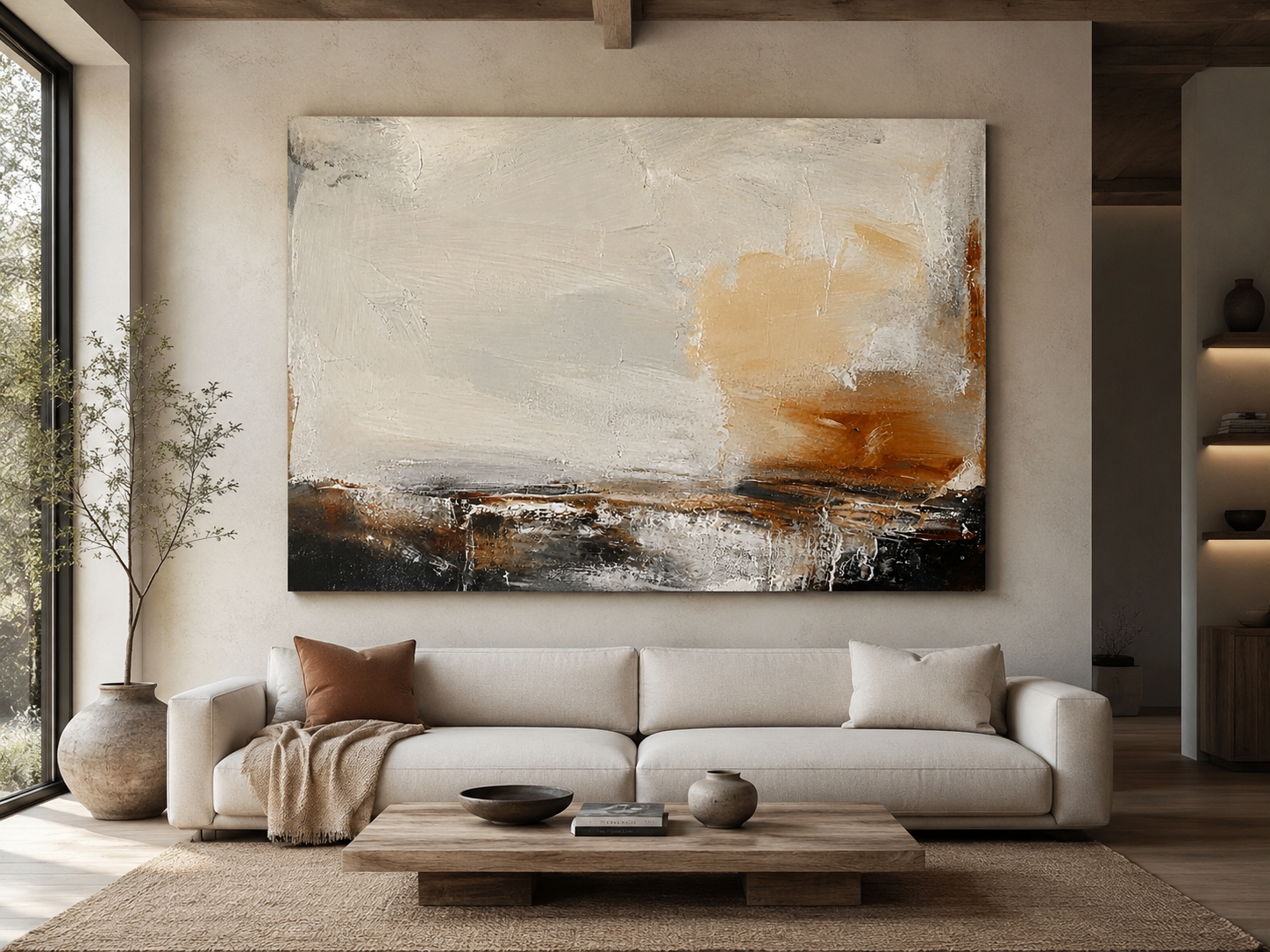 Golden Horizon – Contemporary Abstract Canvas Print.