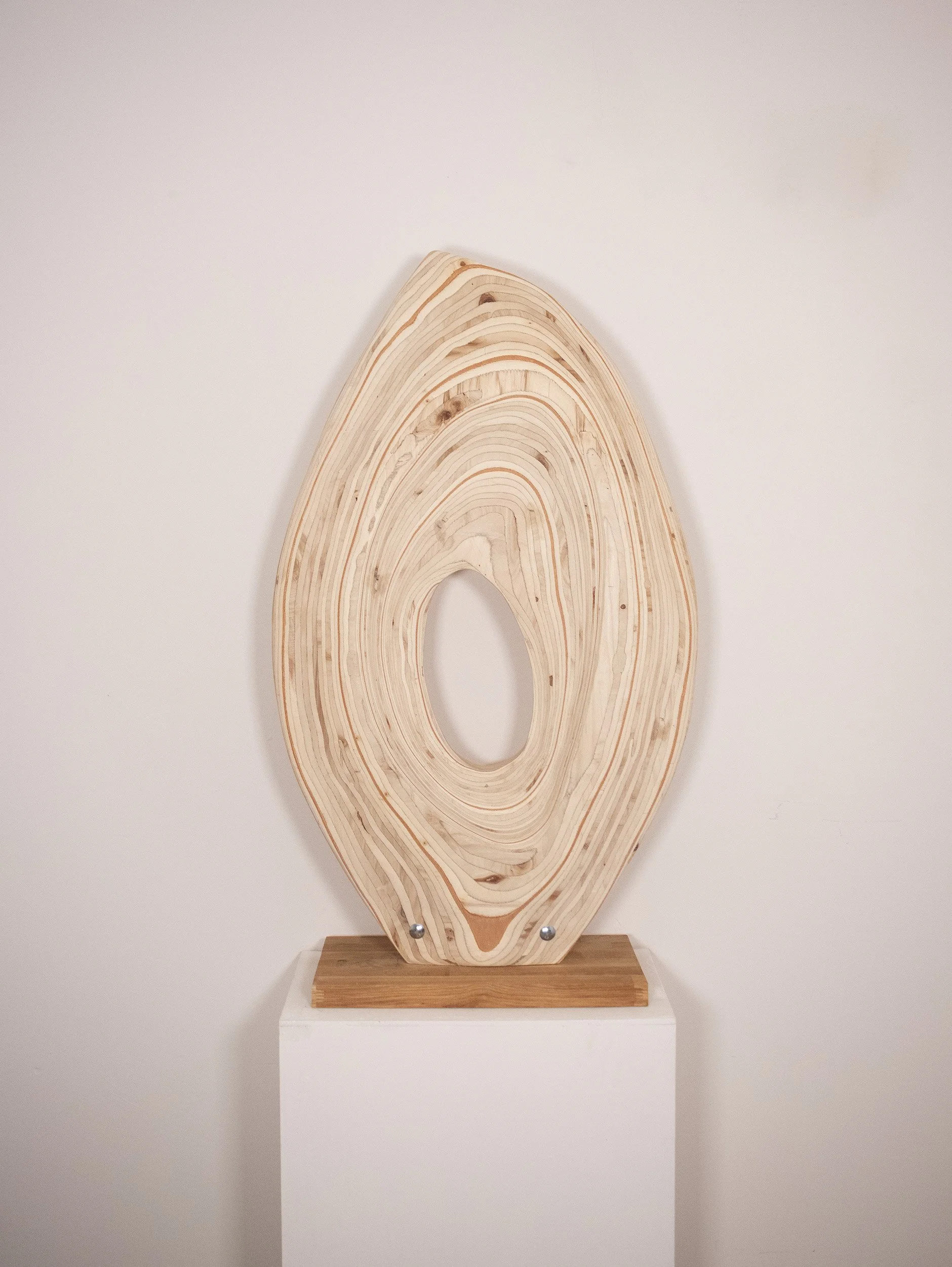 Hand carved laminated plywood sculpture inspired by the natural landscape