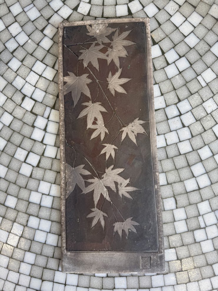 Guisti Designs Hand Crafted Ceramic Raku Fired Relief Wall Plaque w Japanese Maple Leaves